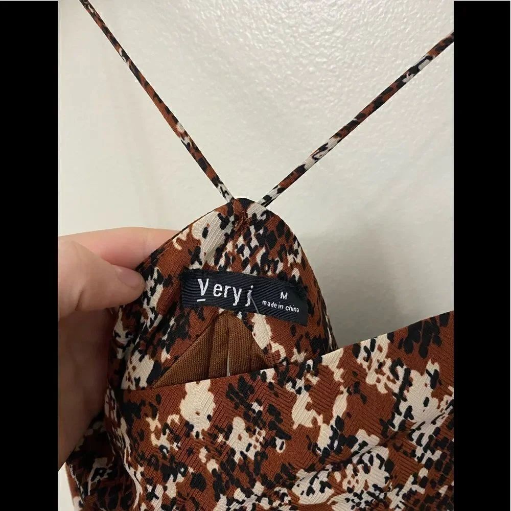 RUST ANIMAL PRINT DRAPED FRONT DRESS - Picture 8 of 9